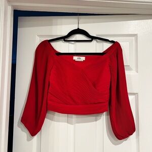 Elegant Red Blouse with Draped Design